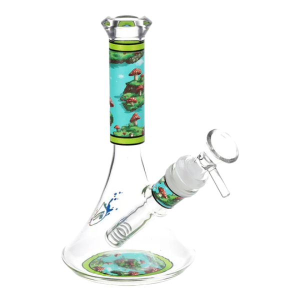 Pulsar Design Series Glass / Floating Mushrooms Beaker 6.75"